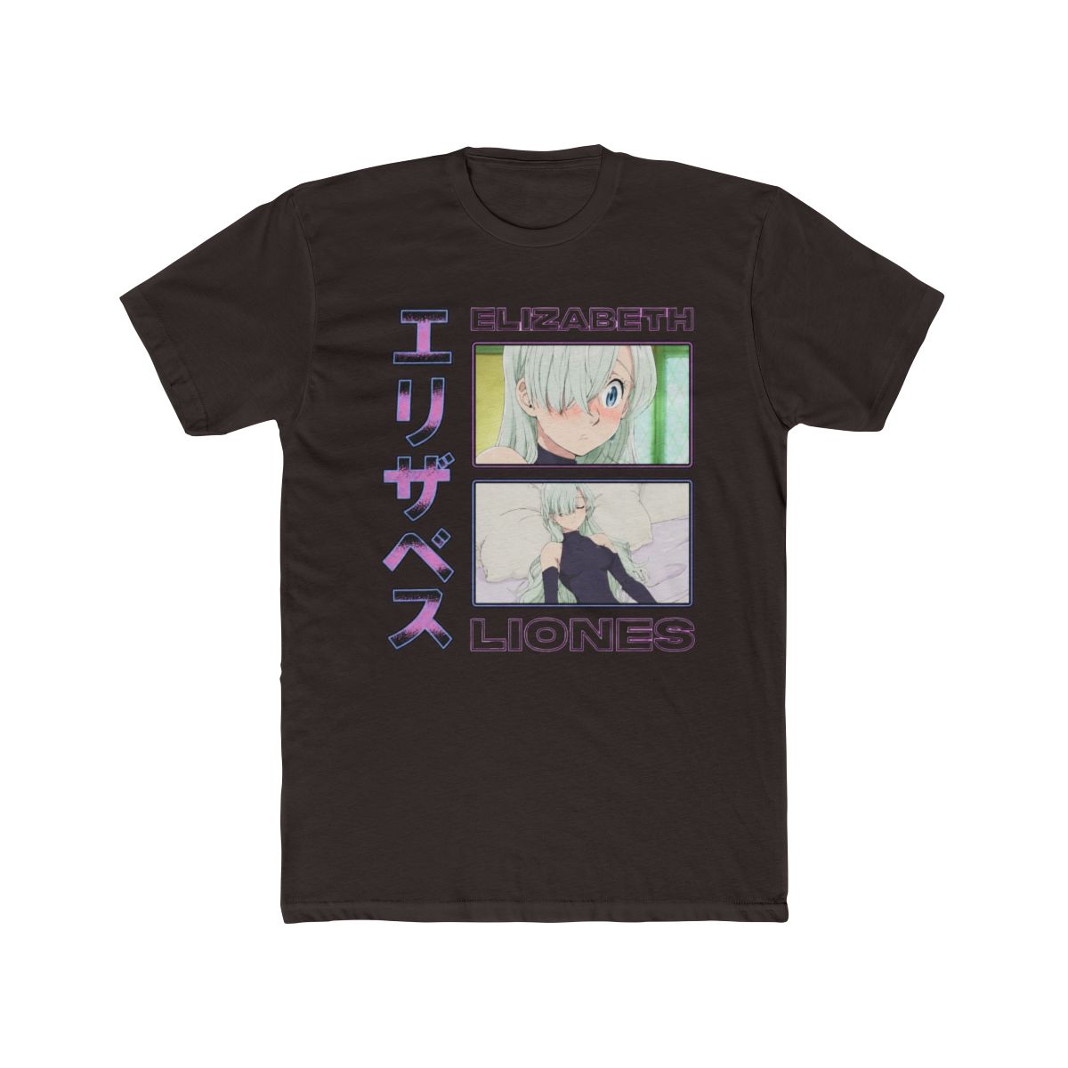 Seven Deadly Sins New Adult T Shirt - Elizabeth Liones Boxed Images along Kanji | The Seven Deadly Sins